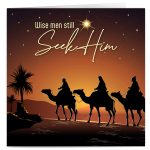 Three wise men on camels Christian Christmas Card