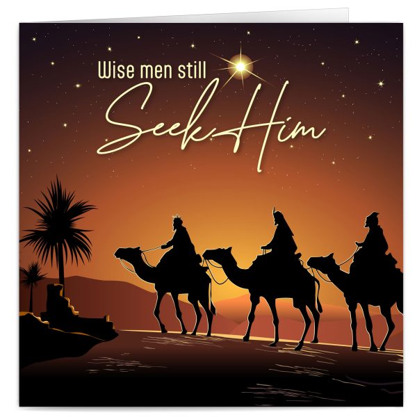 Three wise men on camels Christian Christmas Card